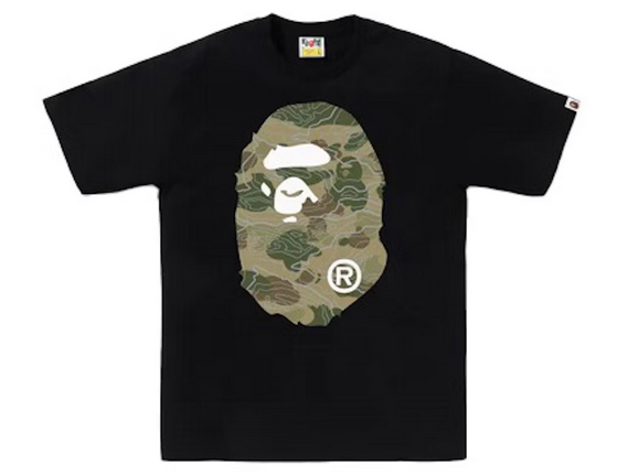 BAPE Layered Line Camo Big Ape Head Tee Black/Beige