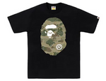 Load image into Gallery viewer, BAPE Layered Line Camo Big Ape Head Tee Black/Beige
