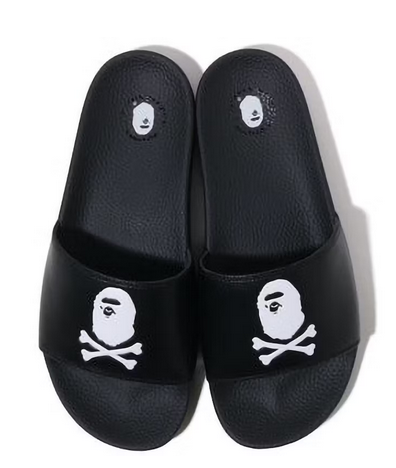 A Bathing Ape Slide Sandals Crossbone Black