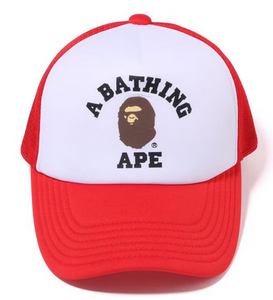 BAPE College Mesh Cap Red