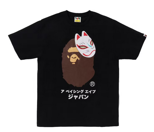 BAPE Japanese Fox Mask Tee Black