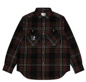 AAPE Moonface patch plaid shirt Black