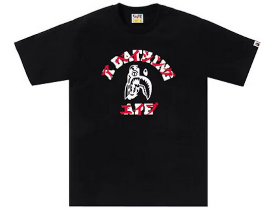 BAPE Tiger Shark Japanese Letter Tee Men's Black