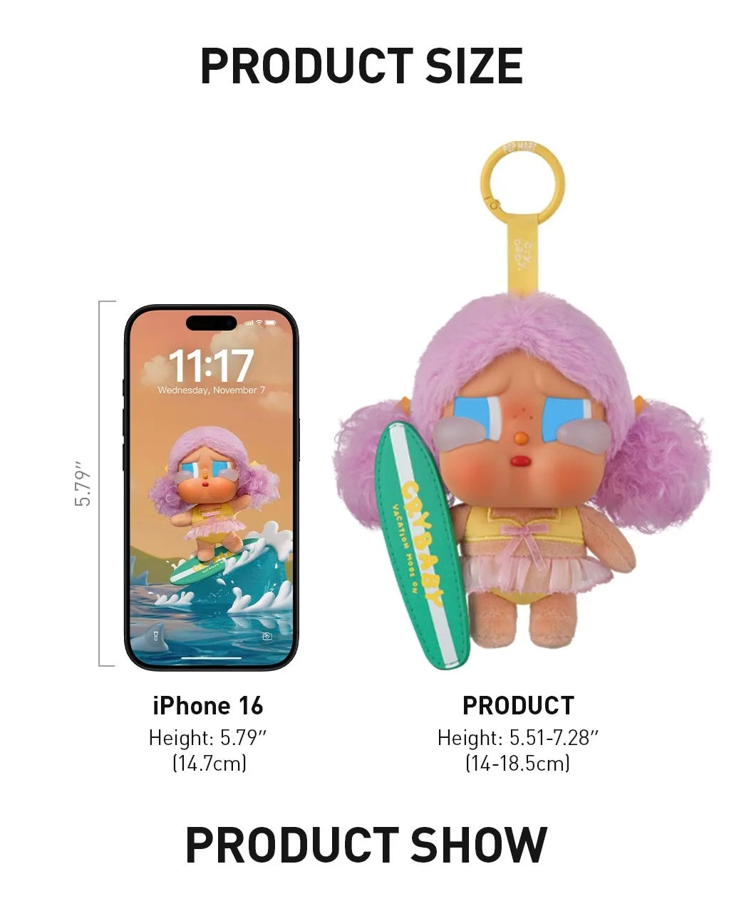 Popmart CRYBABY Vacation Mode On Series Vinyl Plush Pendant Blind box (Sold per piece)