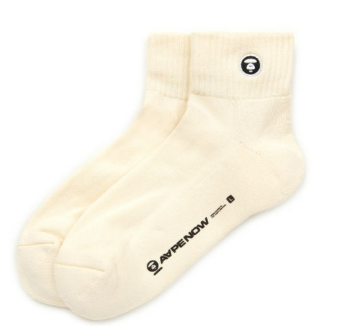 AAPE Moonface embroidered ankle socks Cream