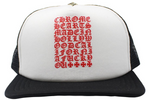 Load image into Gallery viewer, Chrome Hearts Eyechart Trucker Hat
Black/White/Red
