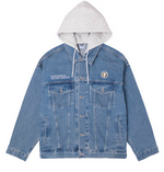 Load image into Gallery viewer, AAPE Moonface reversible panelled hooded jacket Denim
