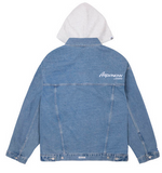 Load image into Gallery viewer, AAPE Moonface reversible panelled hooded jacket Denim
