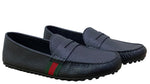 Load image into Gallery viewer, Gucci Men’s Black Leather Web Stripe Driver’s Loafers Black
