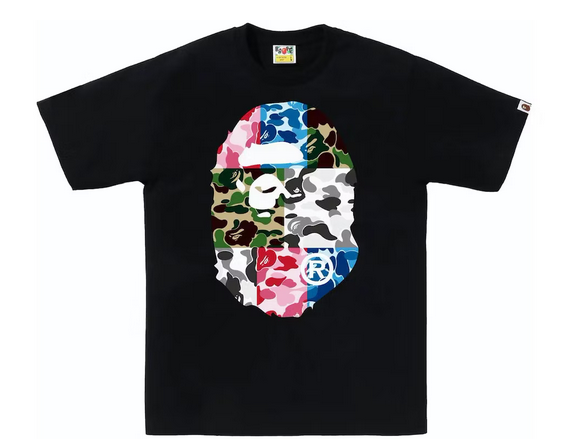 BAPE ABC Camo Crazy Big Ape Head Tee Black