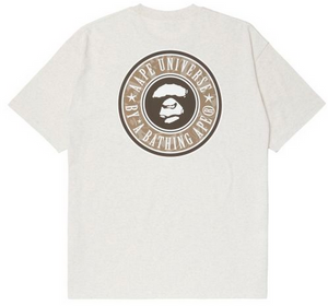 AAPE Moonface logo printed tee Beige/Yellow