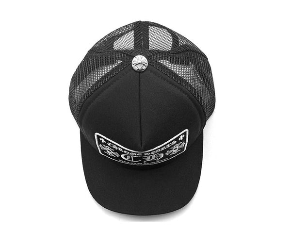 Chrome Hearts Hong Kong CH Logo Black Trucker Hat – shoegamemanila