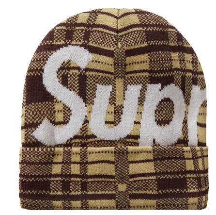 Supreme Big Logo Beanie Beanie (FW23) Tan Plaid