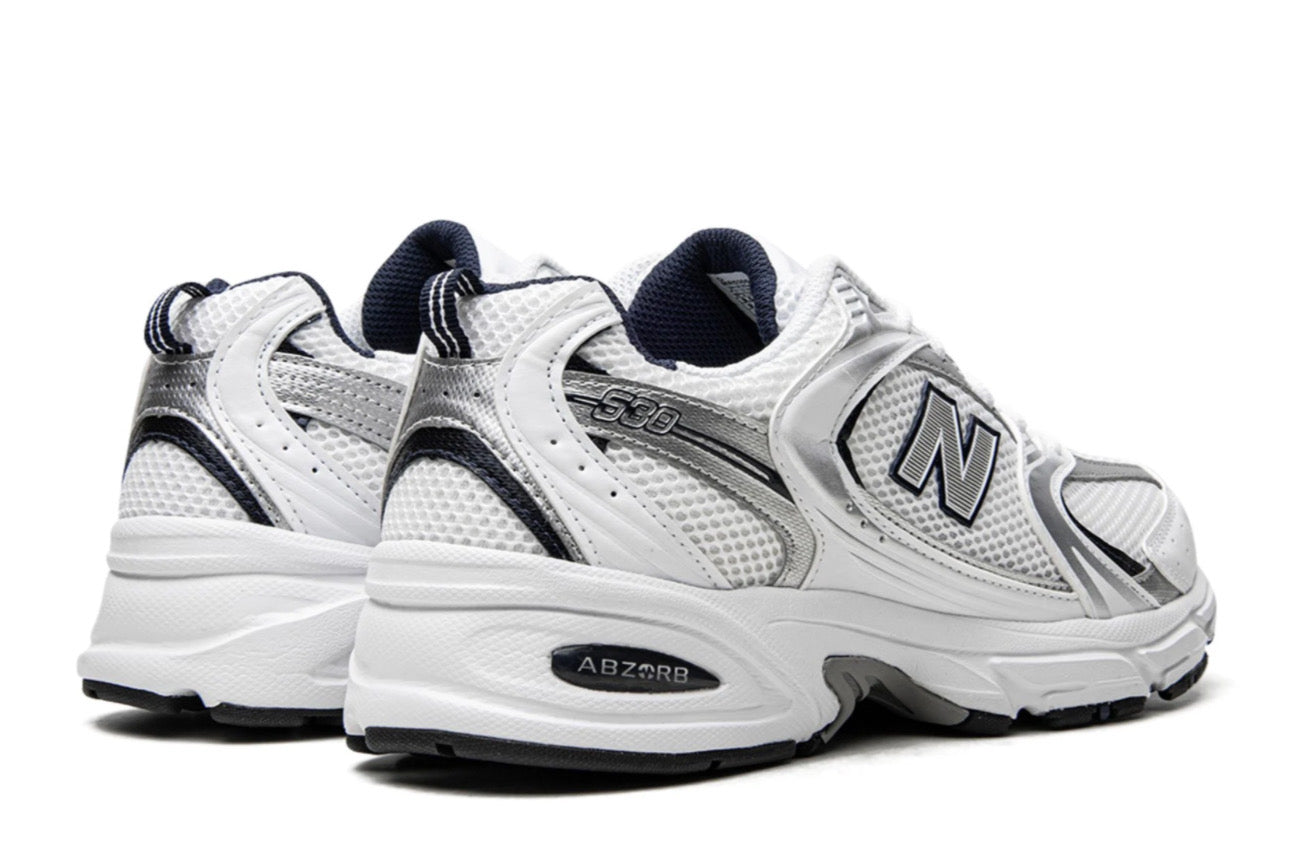 Navy and white new balance best sale