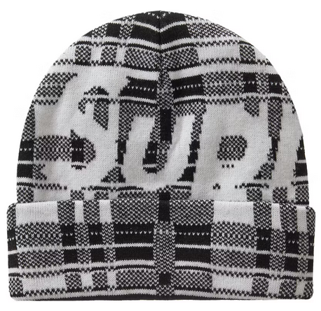 Supreme Big Logo Beanie Beanie (FW23) White Plaid