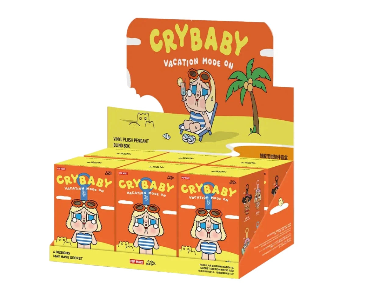 Popmart CRYBABY Vacation Mode On Series Vinyl Plush Pendant Blind box (Sold per piece)