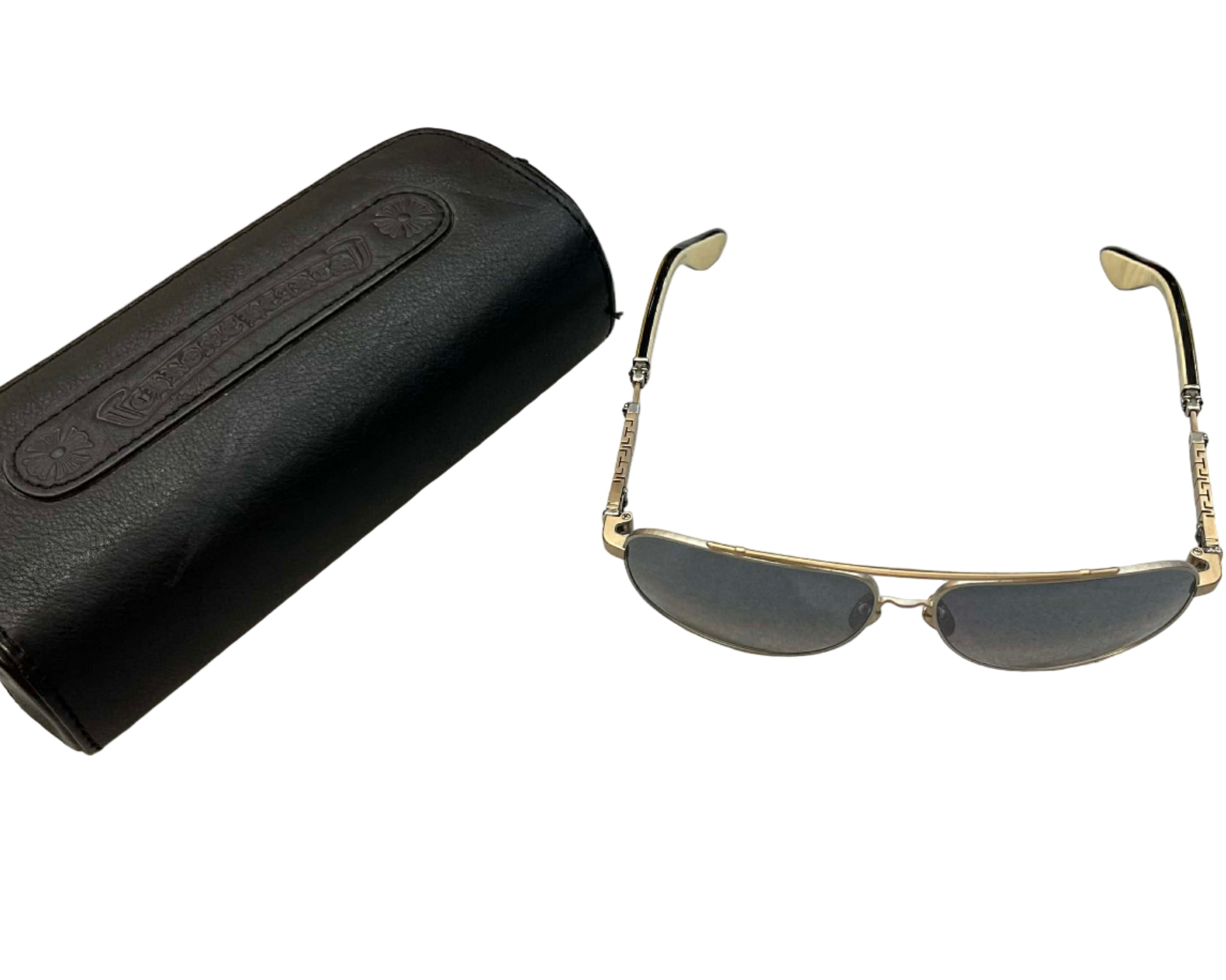 Chrome Hearts Jack Addict Aviator Sunglasses with a Goldtone Metal Frame (Like New)