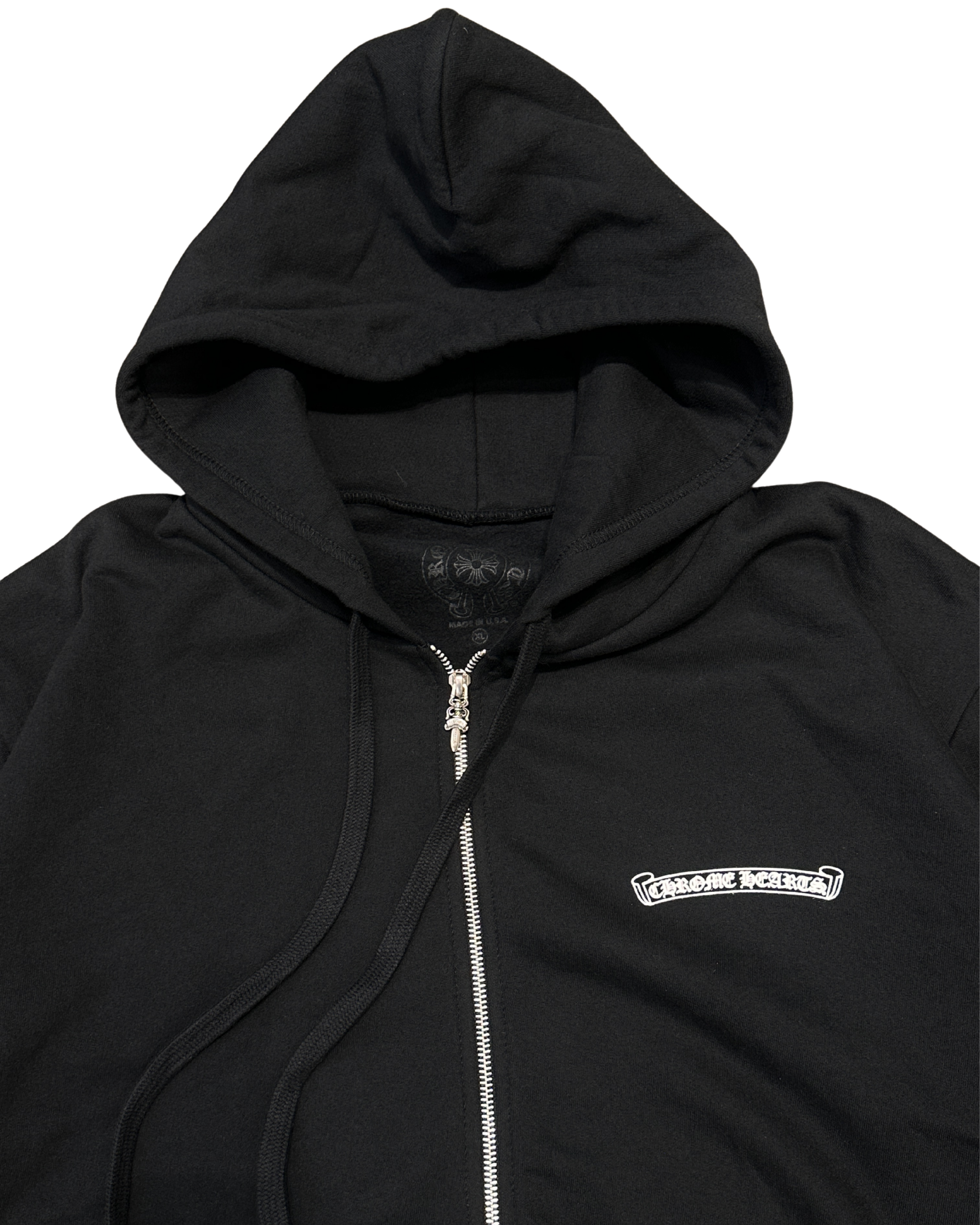 Chrome Hearts Scroll Logo Zip Up Hoodie Black
