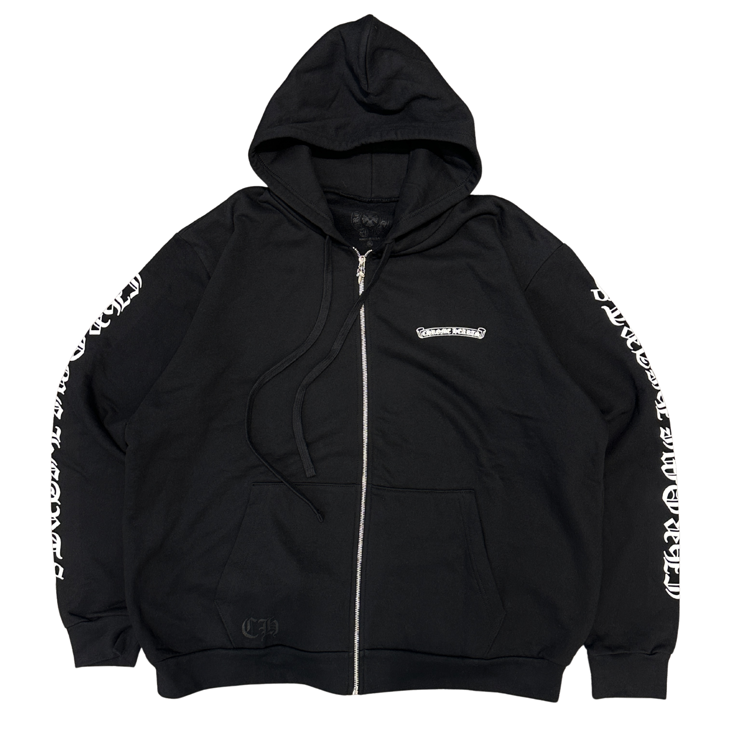 Chrome Hearts Scroll Logo Zip Up Hoodie Black