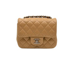 Load image into Gallery viewer, CHANEL Mini Rectangle Classic Flap Lambskin Dark Beige (Like New)
