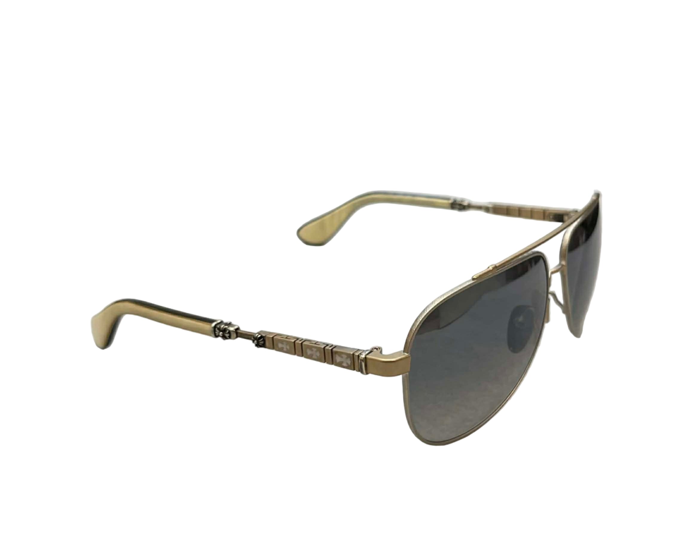 Chrome Hearts Jack Addict Aviator Sunglasses with a Goldtone Metal Frame (Like New)