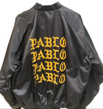 Load image into Gallery viewer, Kanye West Pablo Pop-Up Satin Bomber Jacket Black
