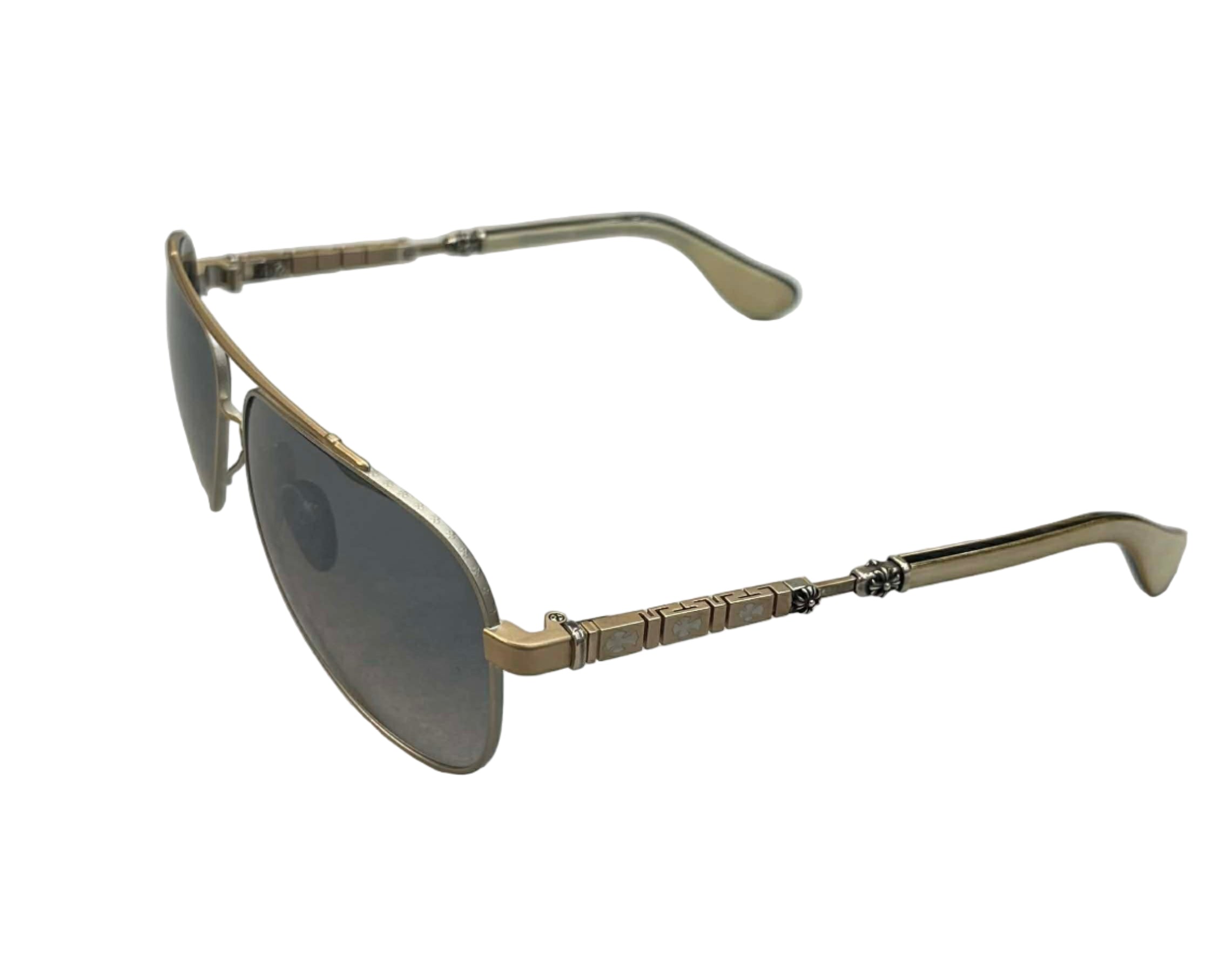 Chrome Hearts Jack Addict Aviator Sunglasses with a Goldtone Metal Frame (Like New)