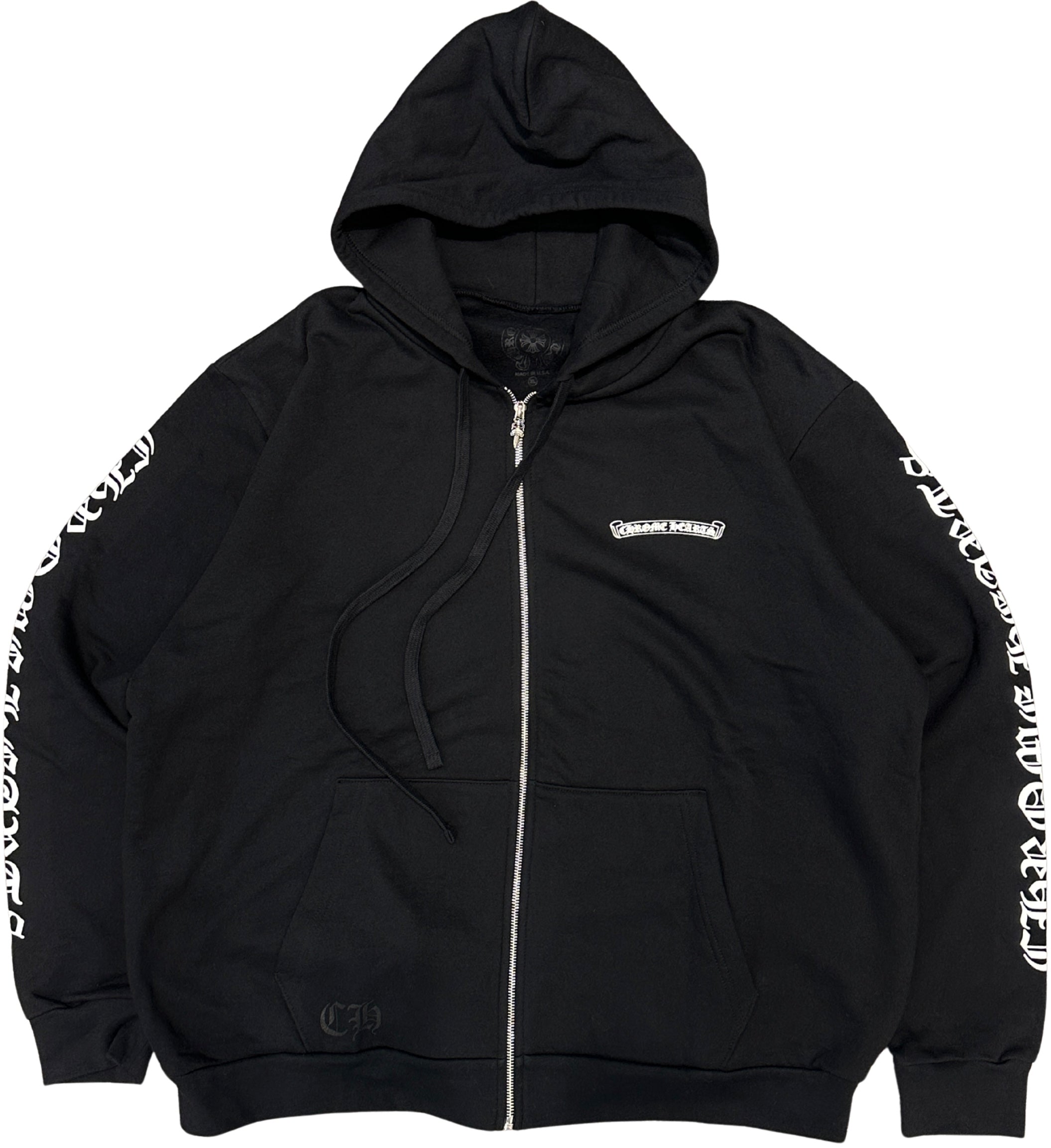 Chrome Hearts Scroll Logo Zip Up Hoodie Black