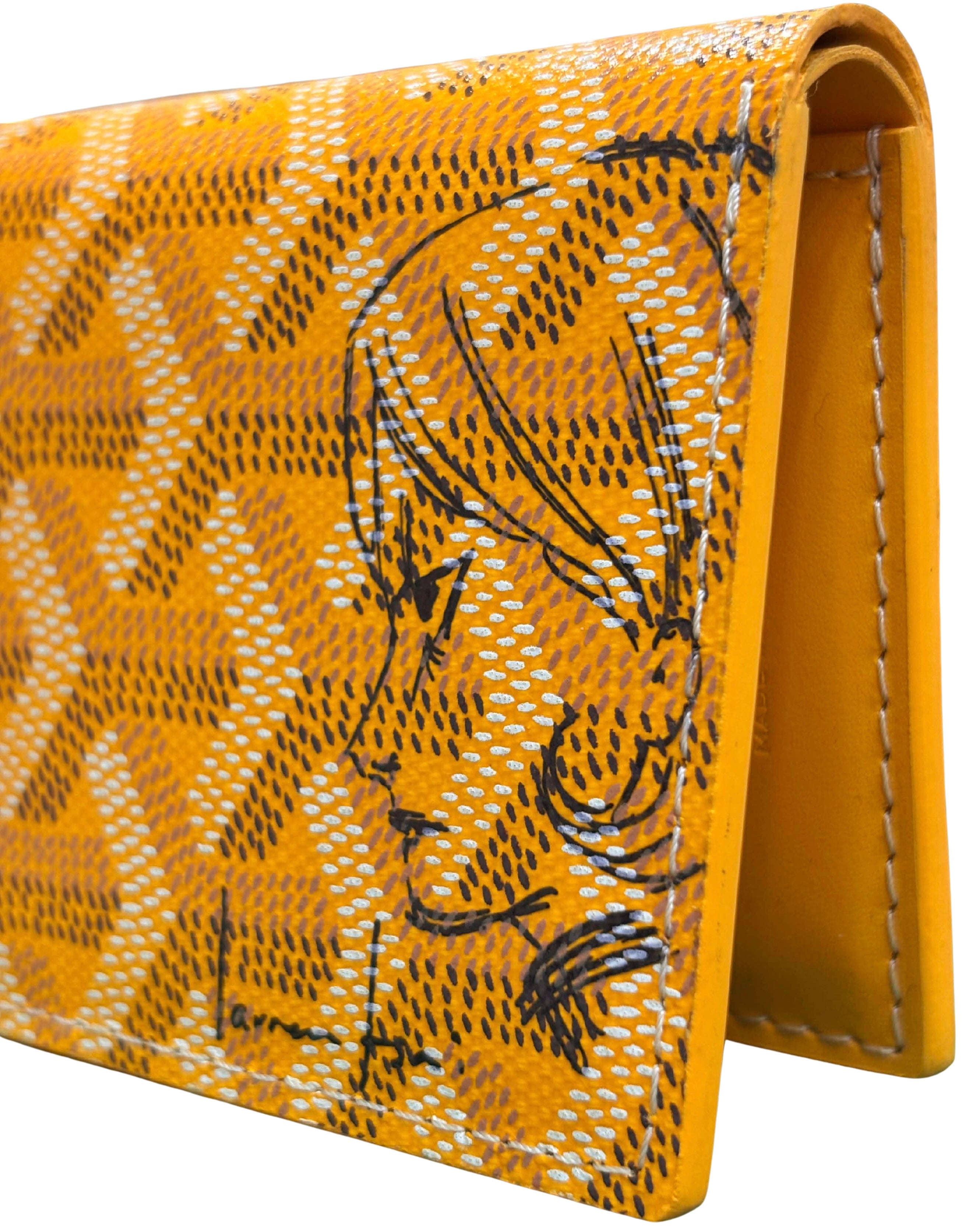 Goyard Saint Pierre Card Holder Yellow “Doodled” By Lauren Tsai