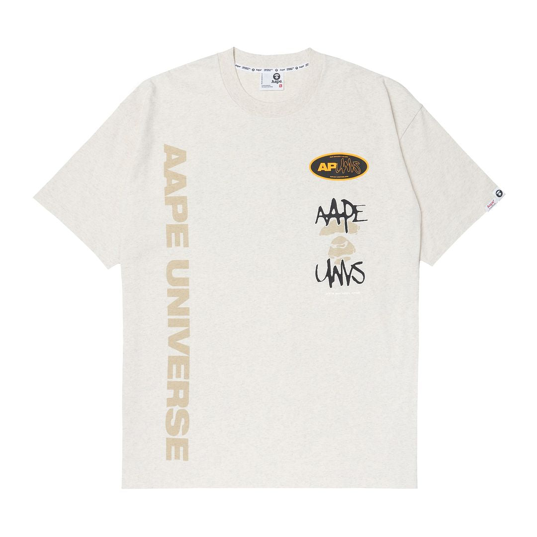 AAPE Moonface logo printed tee Beige/Yellow