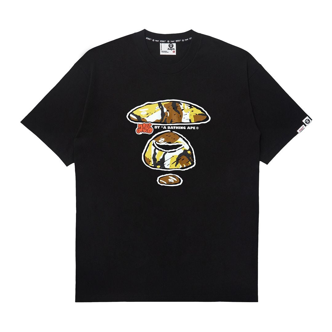 AAPE Moonface Graphic-Printed tee Black/Yellow