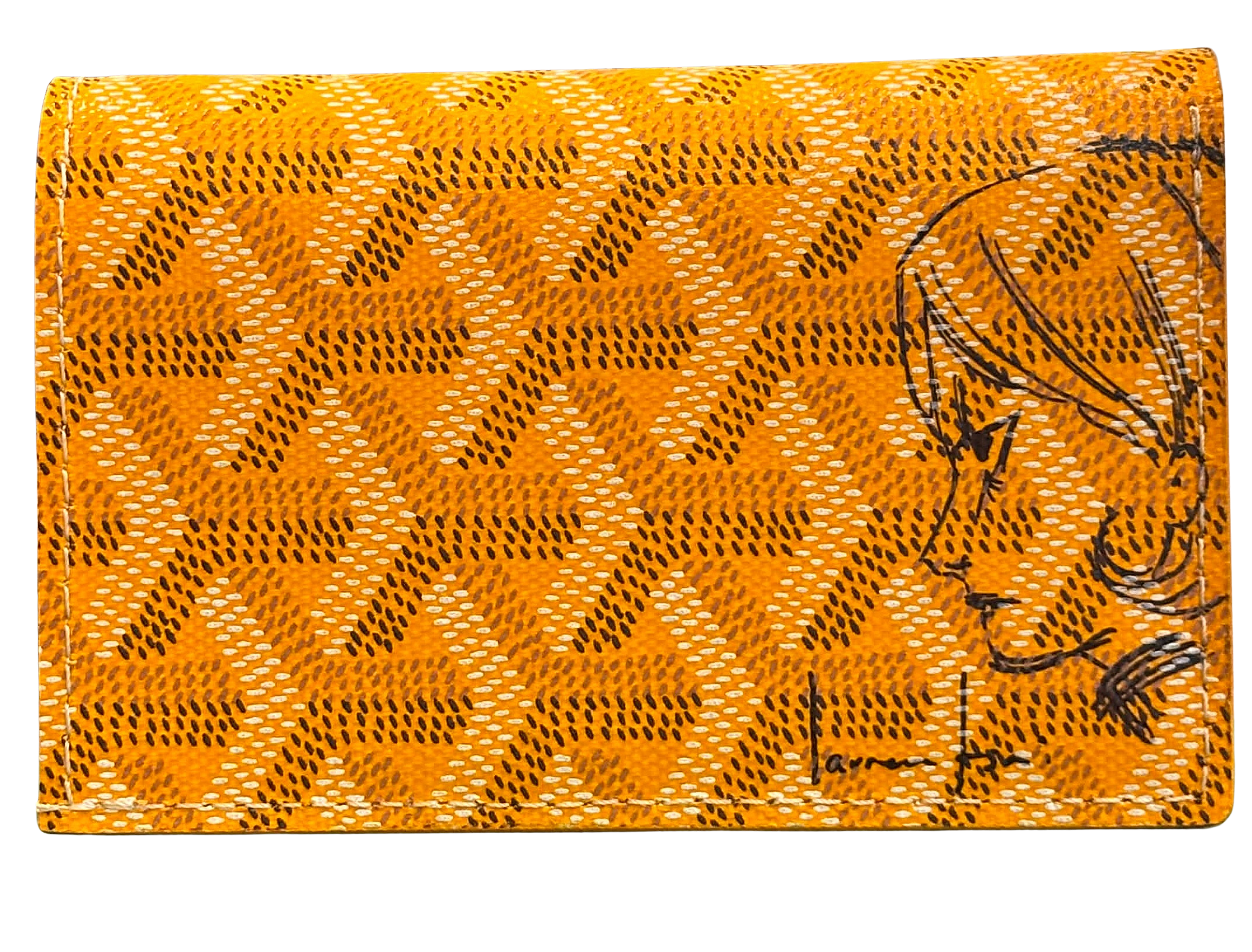 Goyard Saint Pierre Card Holder Yellow “Doodled” By Lauren Tsai