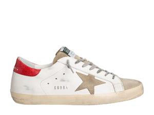 GOLDEN GOOSE Super-Star White Taupe Red