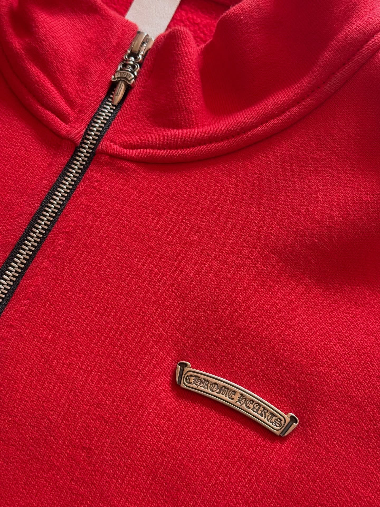 Chrome Hearts Triple Cross Hollywood Quarter Zip Pullover Red (Like New)