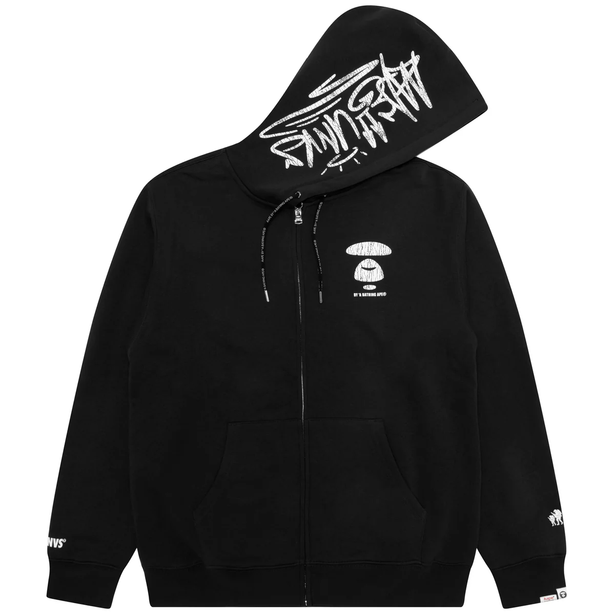 AAPE Men Zip Throughs AAPEUNVS moonface zip-up hoodie Black