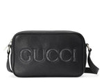 Load image into Gallery viewer, Gucci Men&#39;s Black Mini Logo-Appliqué Leather Shoulder Bag Black
