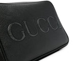 Load image into Gallery viewer, Gucci Men&#39;s Black Mini Logo-Appliqué Leather Shoulder Bag Black
