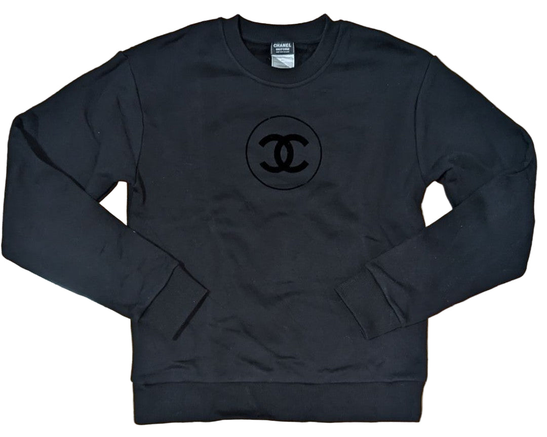Chanel CC Logo Crewneck Sweatshirt Uniform Black