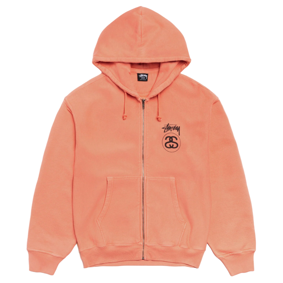 Stussy Stock Link Zip Hoodie Pigment Dyed 'Sherbert'