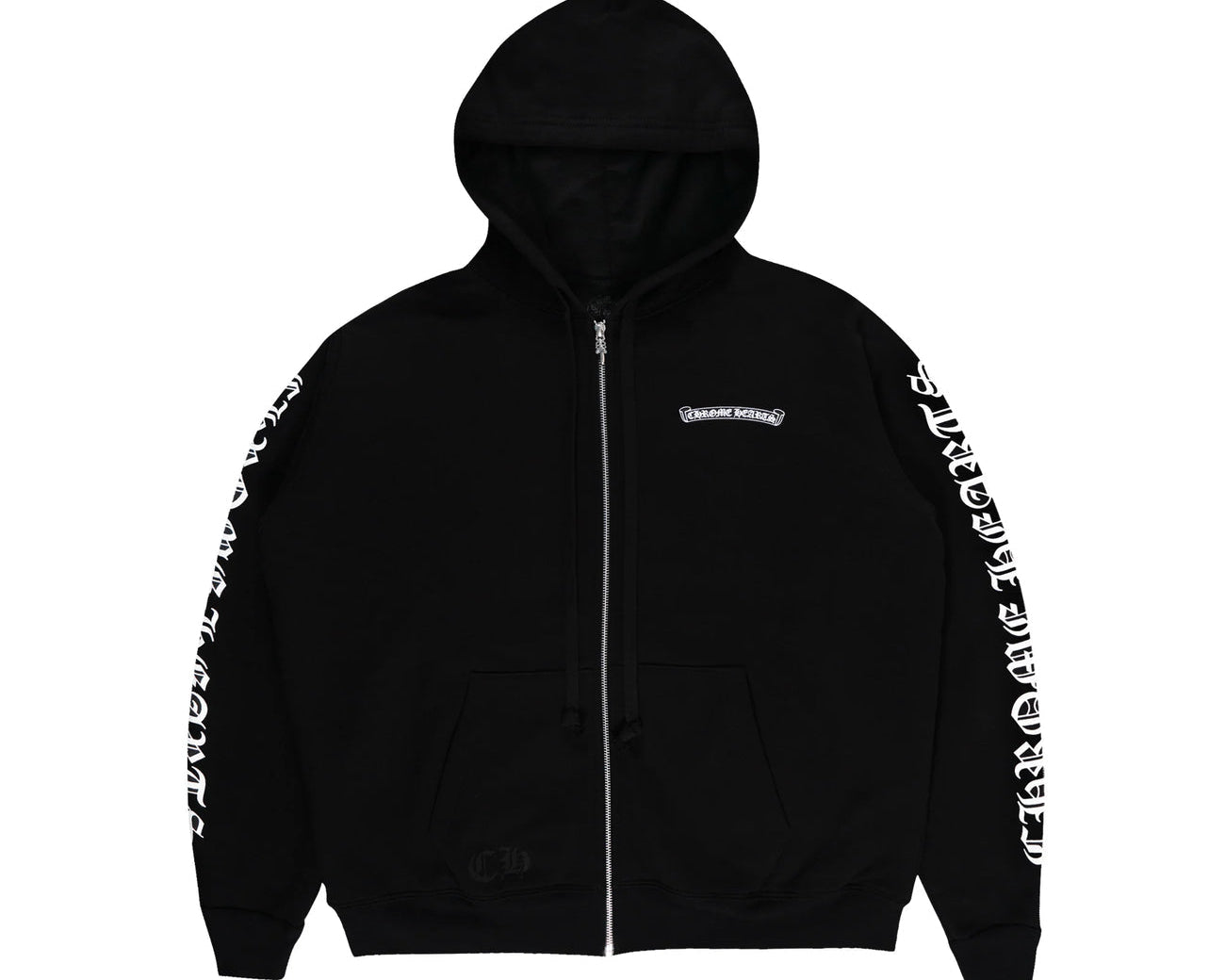 Chrome Hearts Scroll Logo Zip Up Hoodie Black