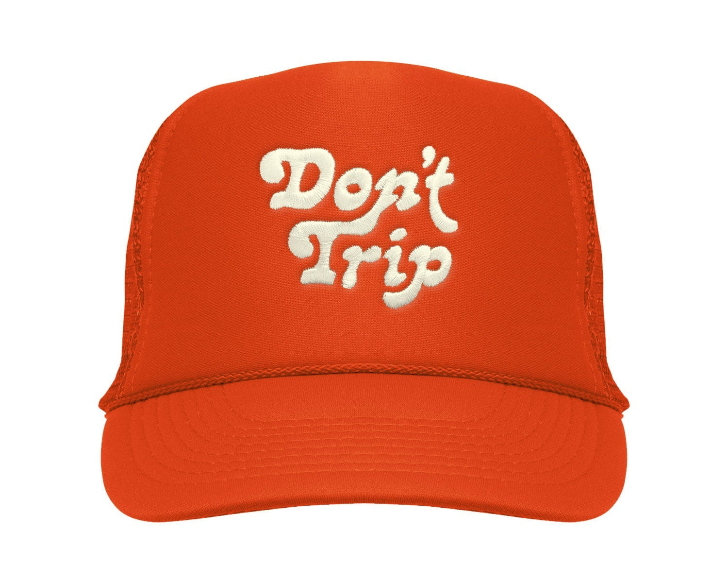 Don't Trip Embroidered Trucker Hat Orange