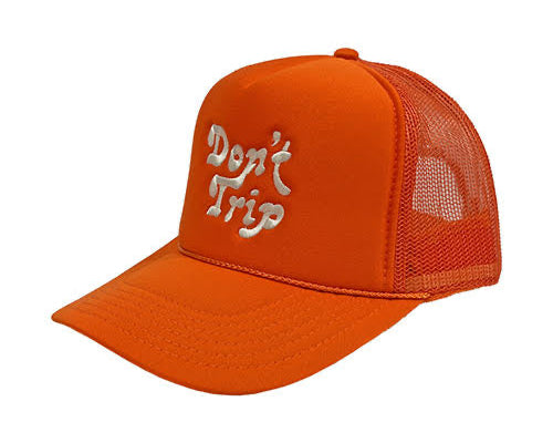Don't Trip Embroidered Trucker Hat Orange
