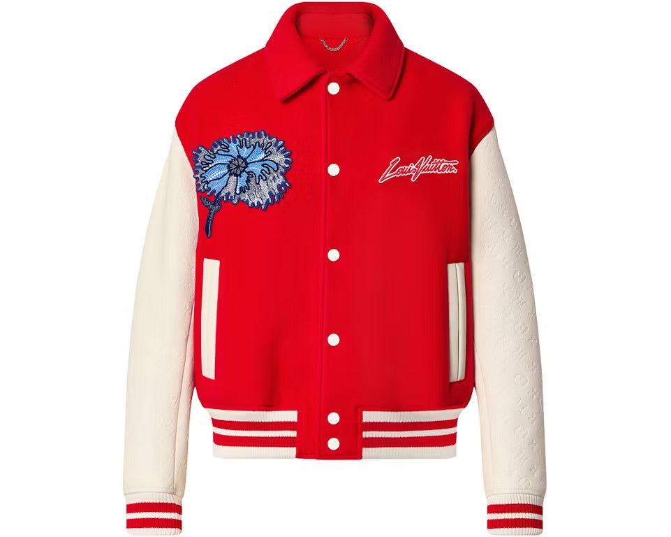 Louis Vuitton x Yayoi Kusama Psychedelic Flower Embroidered Varsity Blouson Red
