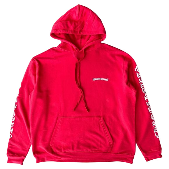 Chrome Hearts Red & White Scroll Logo Hoodie