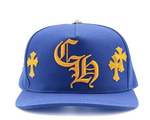 Load image into Gallery viewer, Chrome Hearts Cross Patch 5 Panel Baseball Hat Blue Yellow
