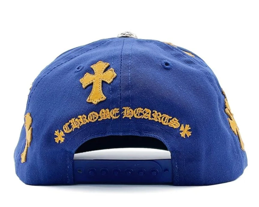Chrome Hearts Cross Patch 5 Panel Baseball Hat Blue Yellow