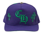 Load image into Gallery viewer, Chrome Hearts Cross Patch 5 Panel Baseball Hat Purple Green
