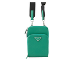 Load image into Gallery viewer, Prada Saffiano Triangle Smartphone Shoulder Bag Green
