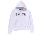 Load image into Gallery viewer, Bape Multi Camo Crystal Logo Wide Zip Hoodie White
