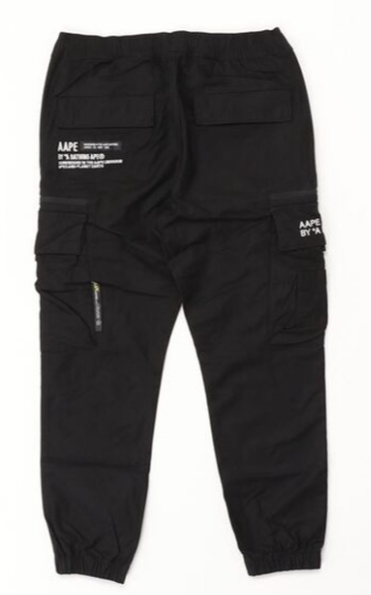 AAPE WOVEN CARGO BLACK PANTS AAPPTM6902XXJ